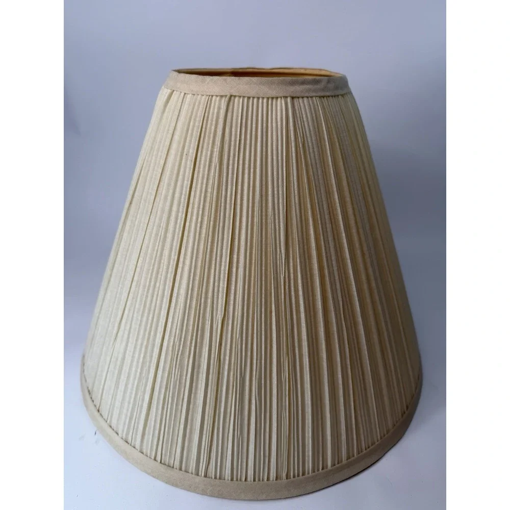 Vintage Ivory Pleated Fabric Large Lamp Shade 12x16